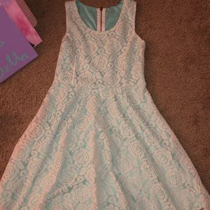 Girls mint green floral dress
